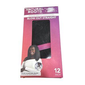 Natural Roots Premium Fiber Clip-In Extensions Blow Out Straight 12 Inch Color 1
